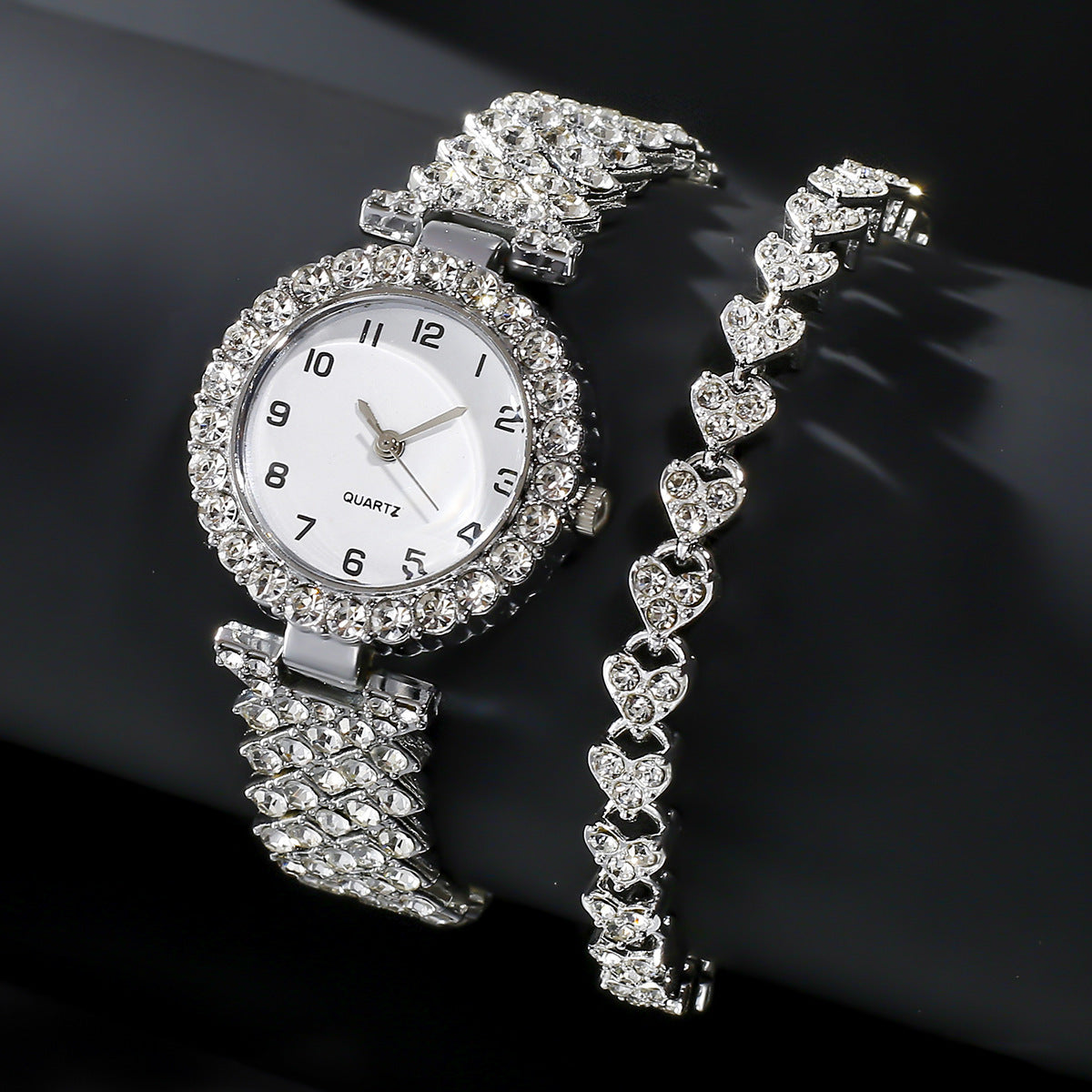 Fashion Jewelry 2pcs Luxury Fashion Women Watch Set.