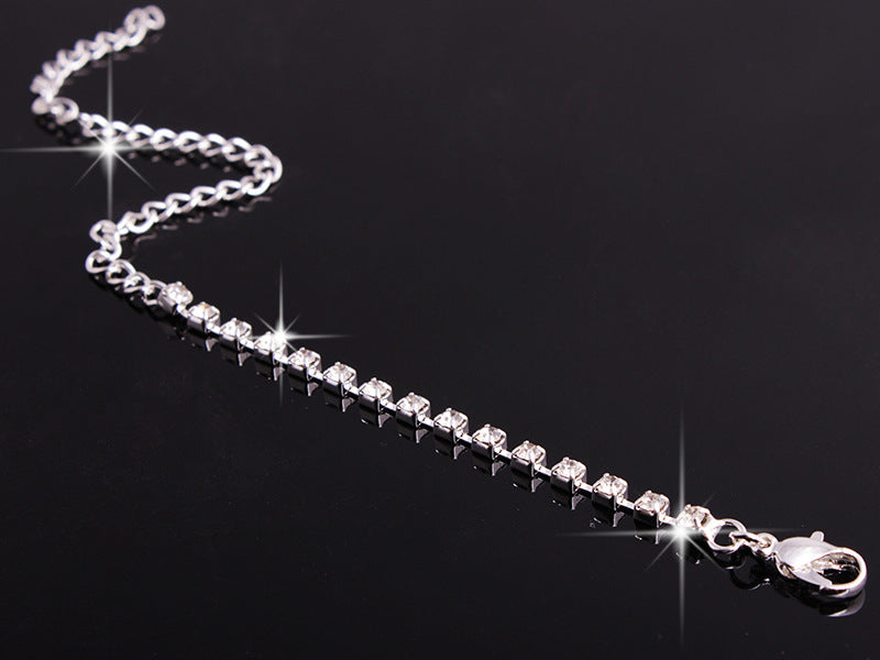 4 Pieces Rhinestones Necklace Set With Earrings Ring And Bracelet.