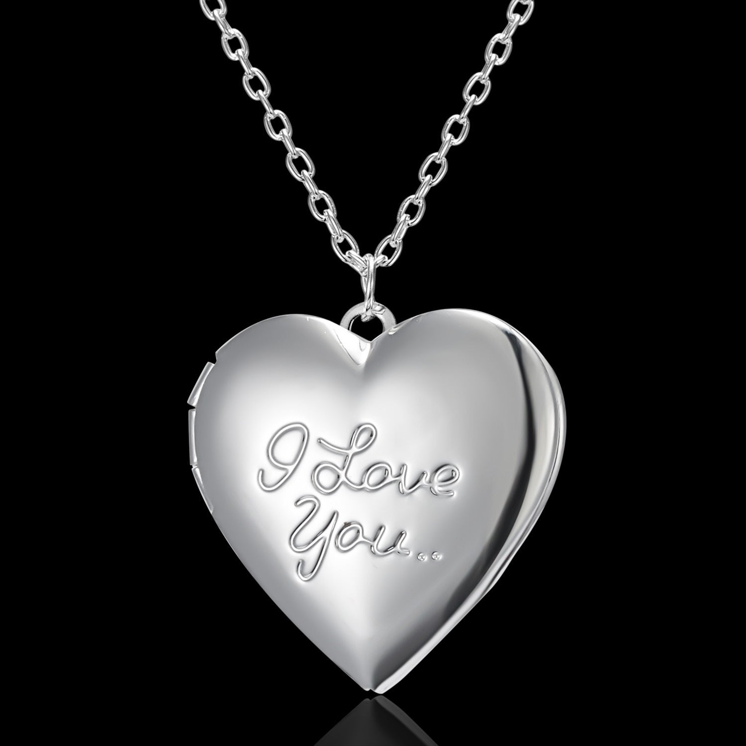 Carved Design Love Necklace, Heart-shaped Photo Frame.