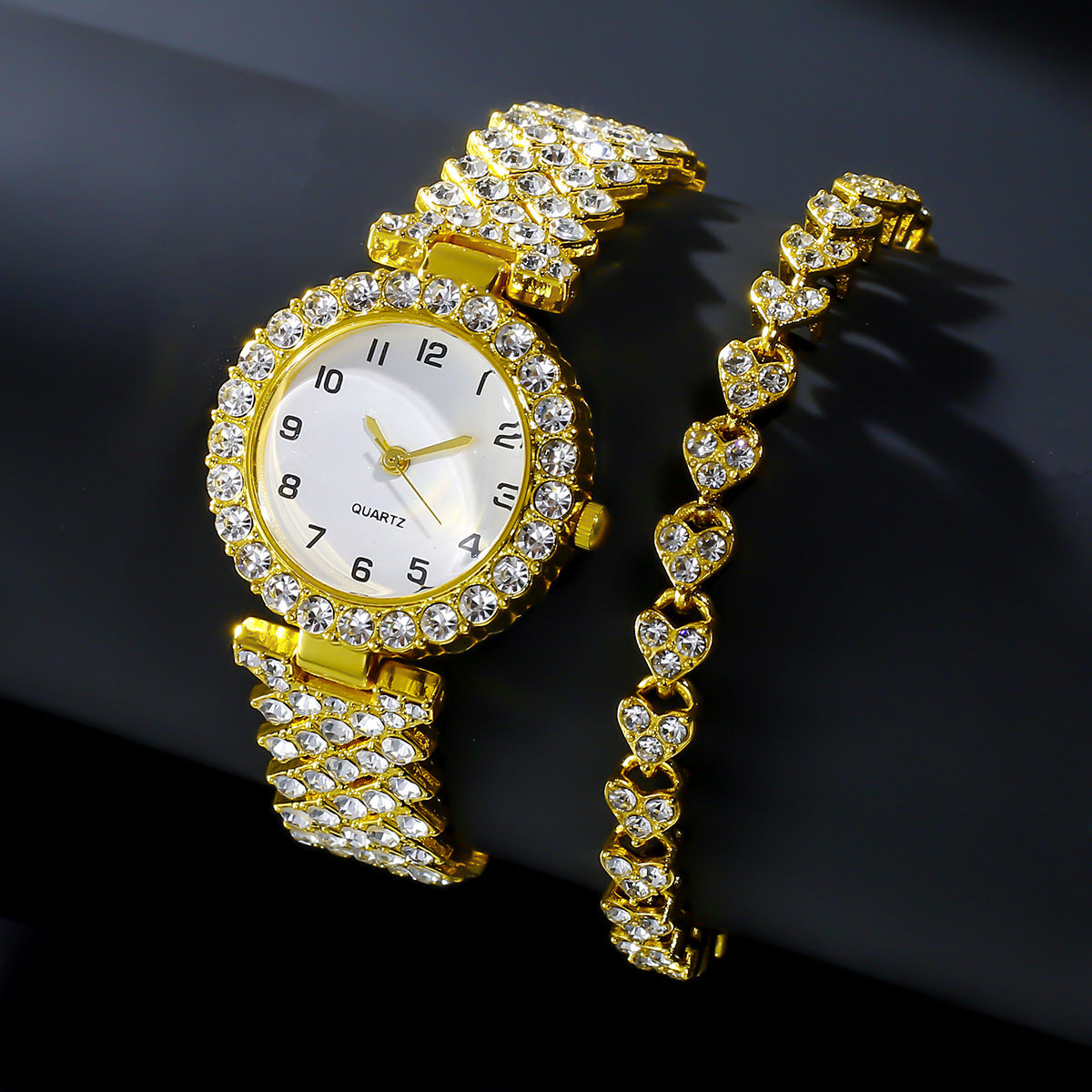 Fashion Jewelry 2pcs Luxury Fashion Women Watch Set.